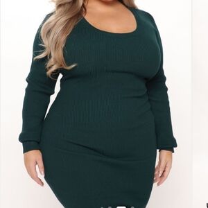 Fashion Nova Teal Ribbed Midi Dress